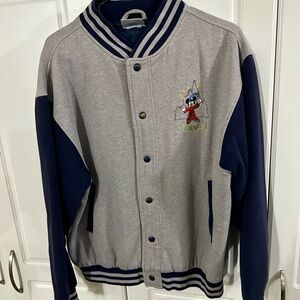 Disneyland Resorts Gray and Navy Varsity Jacket with Embroidered Design